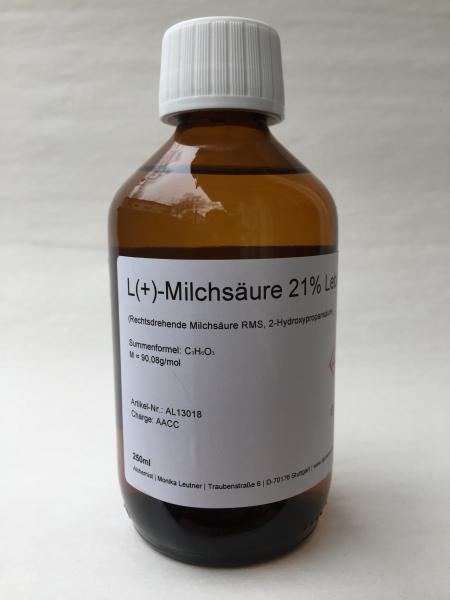 Milchsäure bzw. L(+)-Milchsäure  21% 250ml Gießflasche Braunglas PP28